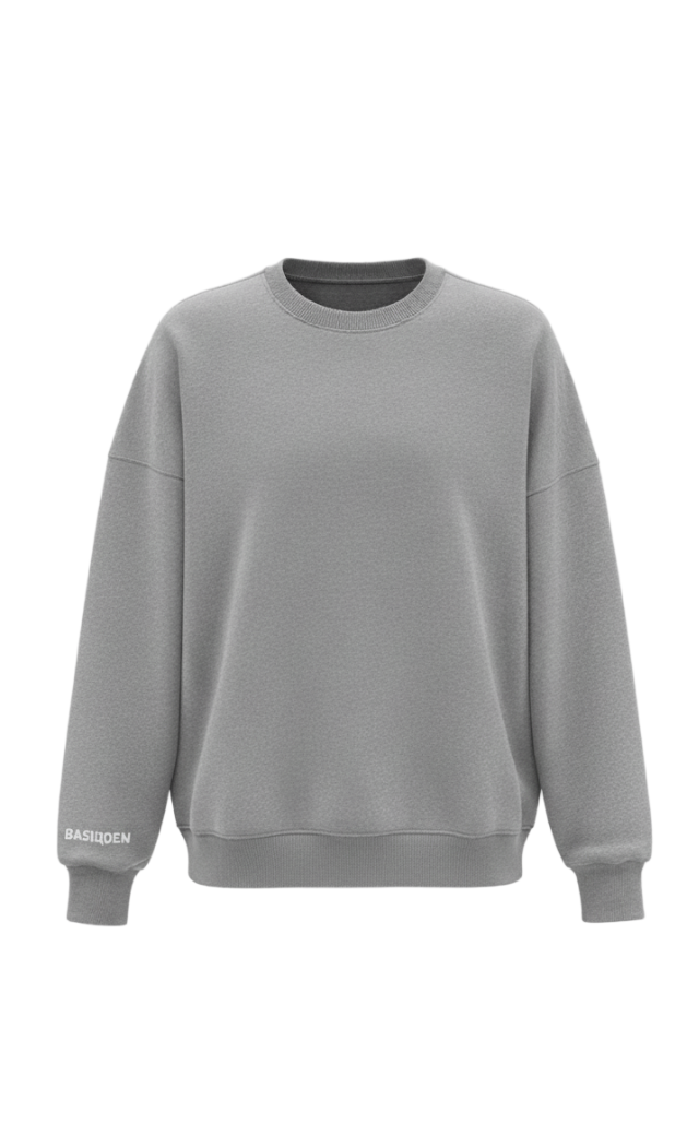 Gray sweatshirt on a white background with 'Supreme' branding.