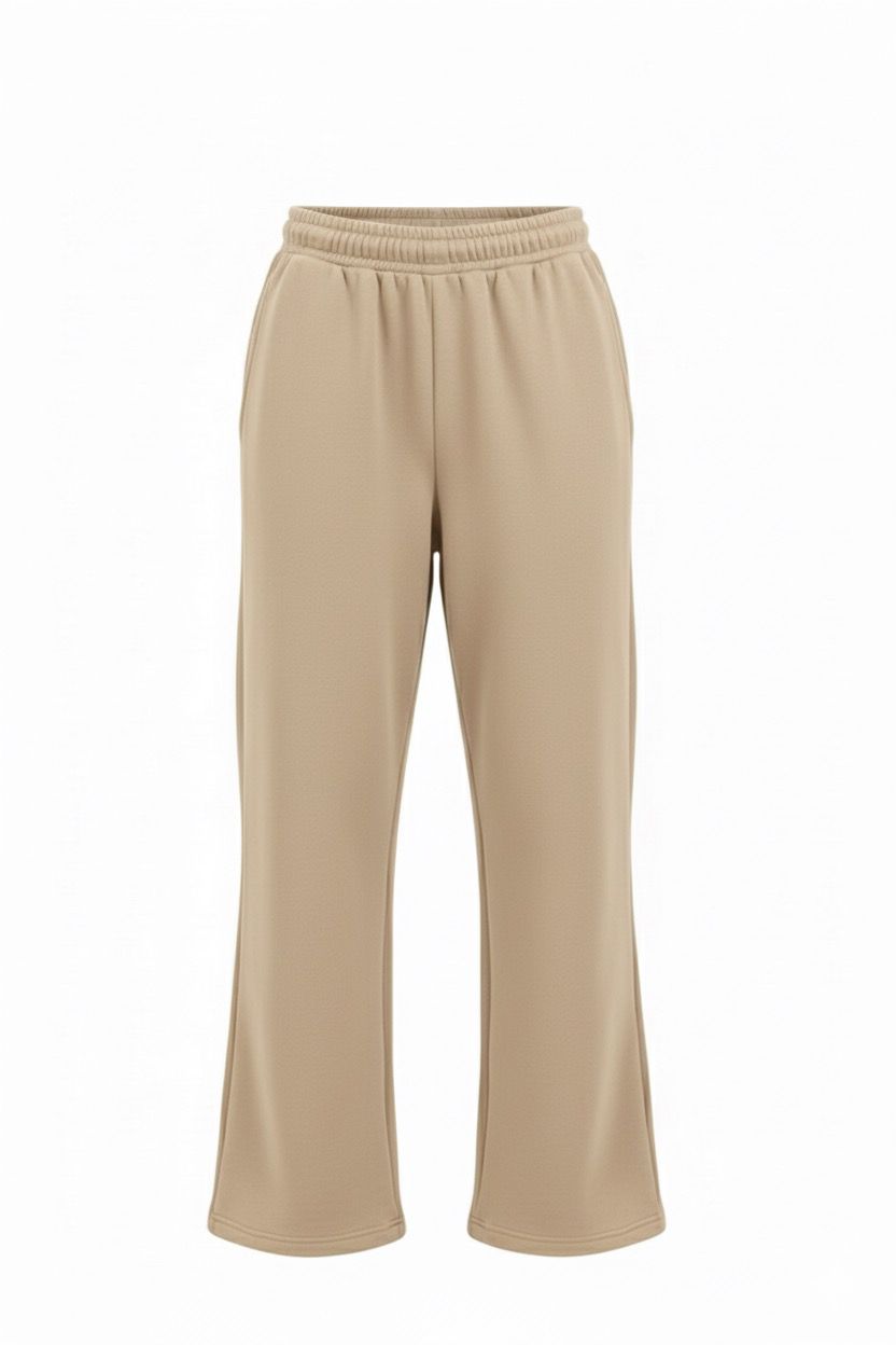 Beige Relaxed Fit Fleece Sweatpants
